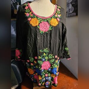 Mexican Embroidered Blouse Tunic